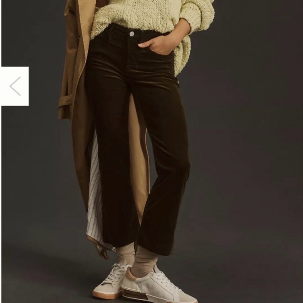Frame Le Crop Mini Boot Olive Green Corduroy Pants Size 25